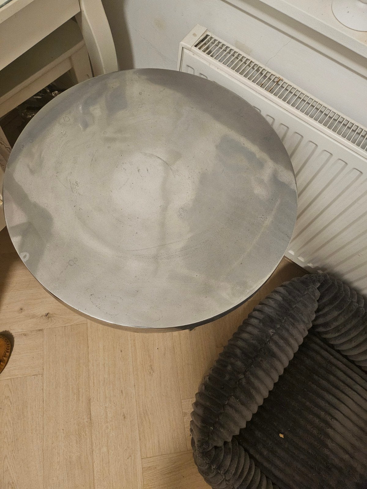 Tafel rond zilver designer, Ophalen of Verzenden, Rond, 50 tot 100 cm