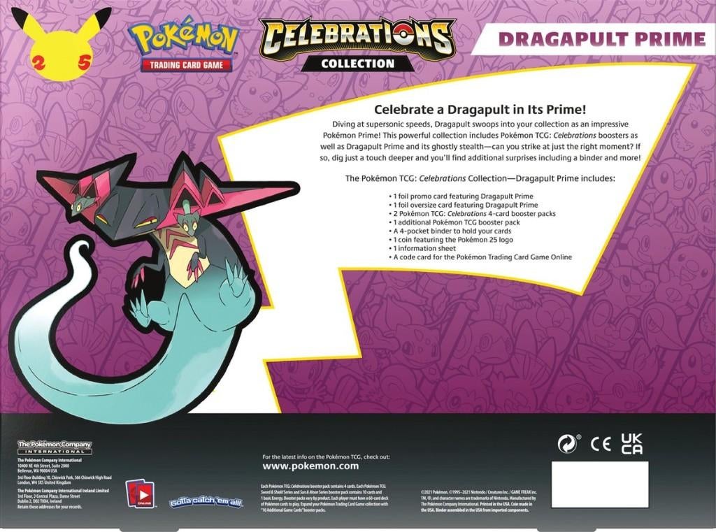 Pokémon Celebrations Dragapult Prime Collection Box, Ophalen of Verzenden, Nieuw, Boosterbox, Foil