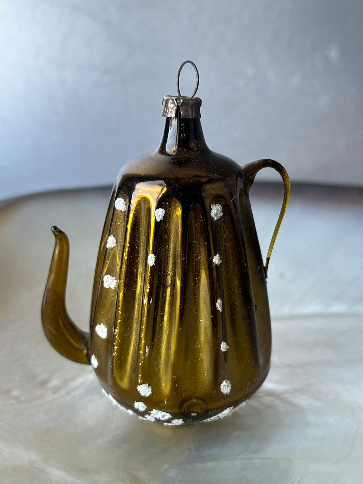 Oude glazen kerstbal (nr. 21): koffiepot, Gebruikt, Ophalen of Verzenden, X, X