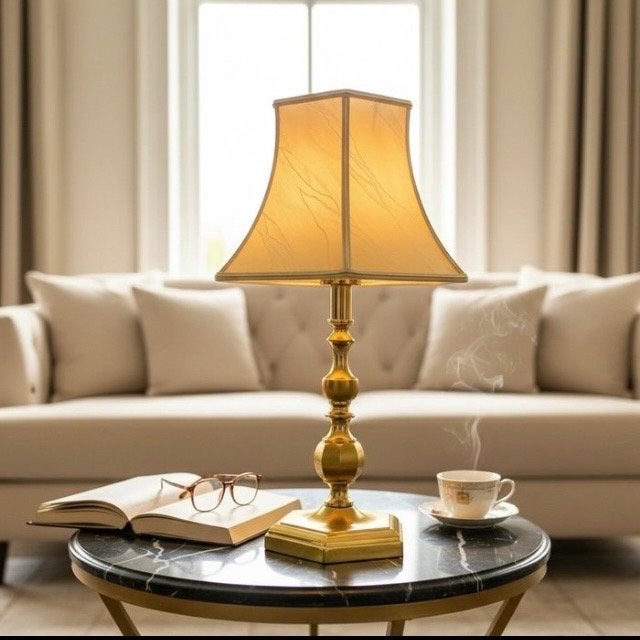 Vintage Hollywood Regency Tafellamp - Massief Brons, Antiek en Kunst, Ophalen of Verzenden