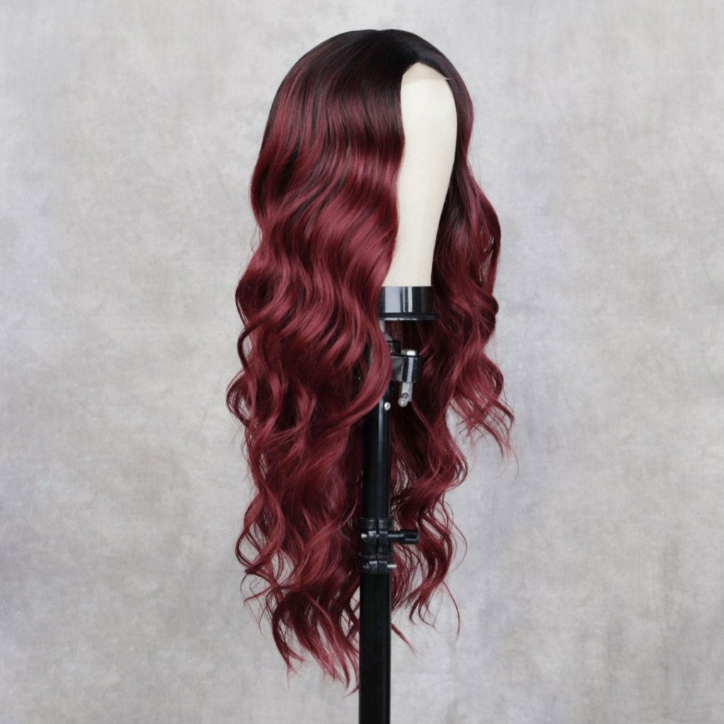 Rode Lange Golvende Pruik Rood Haar Haren Dames Vrouwen, Verzenden, Nieuw, Pruik of Haarverlenging