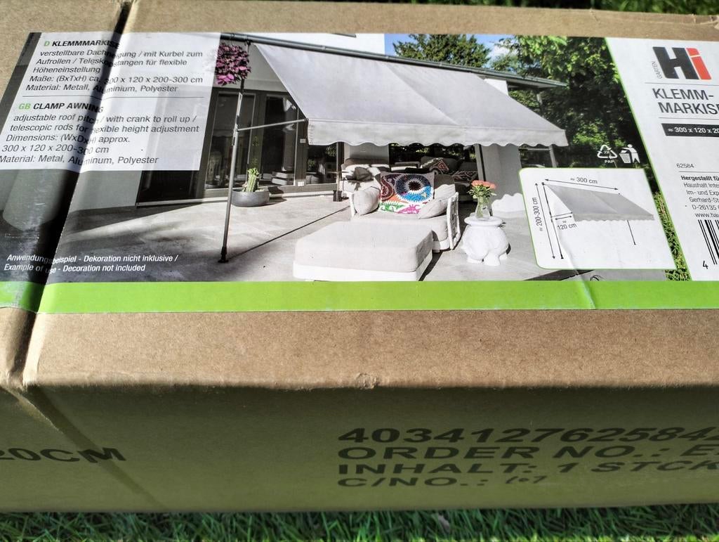 Luifel Markies Klemmmarkise 300x120cm, Tuin en Terras, Zonneschermen, Nieuw, Ophalen of Verzenden, 150 tot 300 cm, Markies