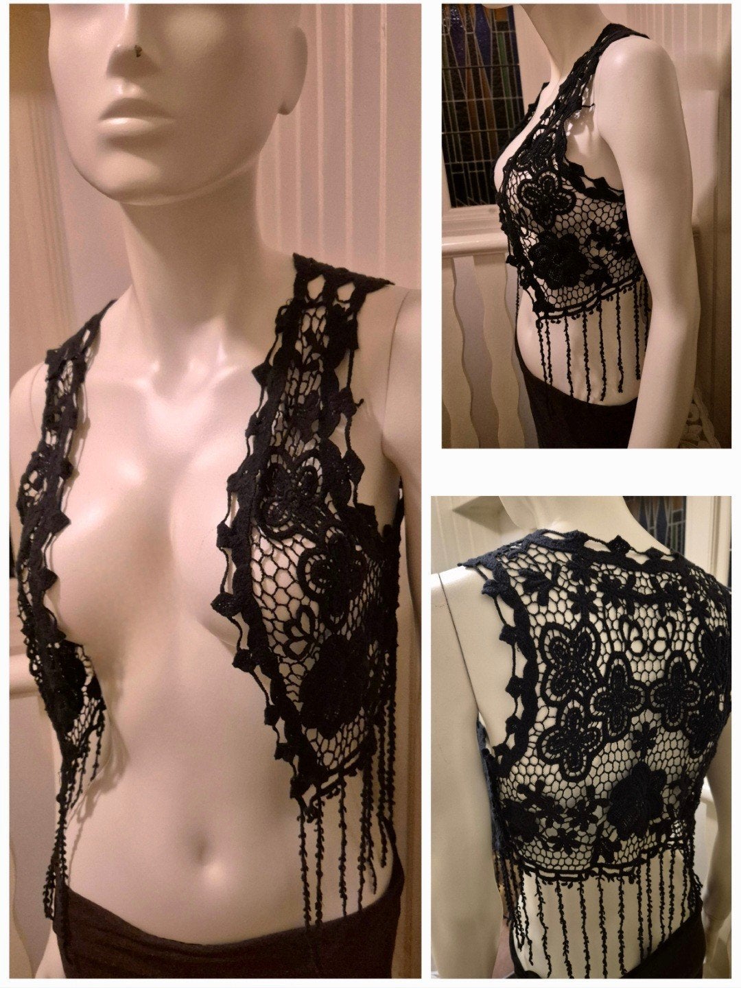 Boho gilet met franjes, Zwart, Nieuw, Ophalen of Verzenden, Zonder mouw