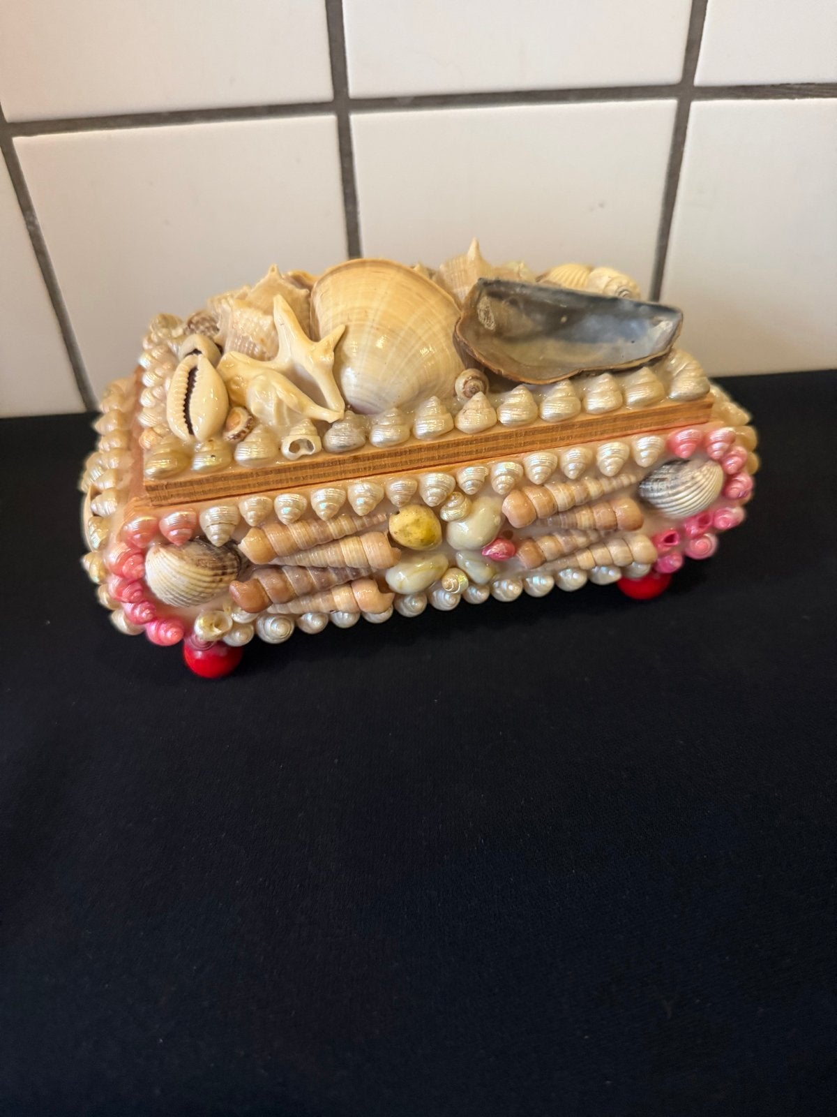 Vintage schelpen sieradendoosje - Jaren '60, Antiek en Kunst, Ophalen of Verzenden