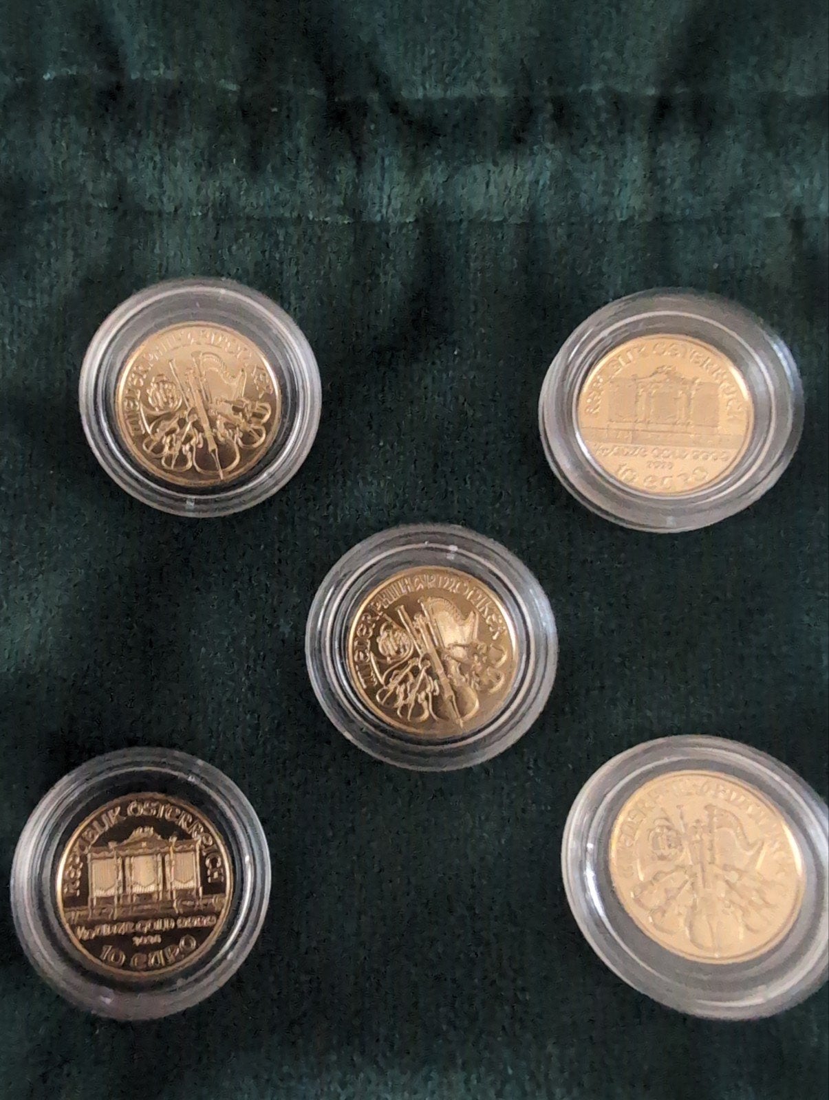 Philharmoniker gouden munten van 1/10 - in capsule, Ophalen of Verzenden