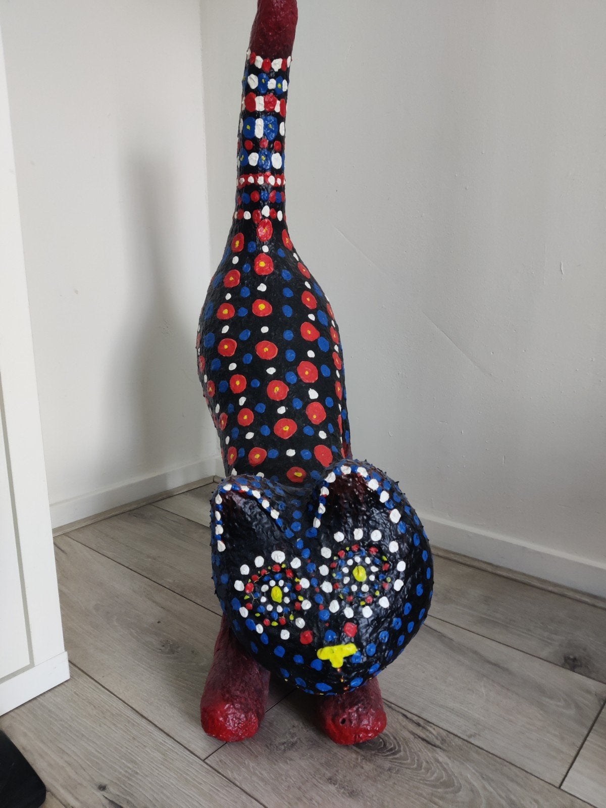 Papier mache Kattenbeeld  Handgemaakt en Uniek, Natuurlijk materiaal, Handgemaakt, Zoogdier, Beeld