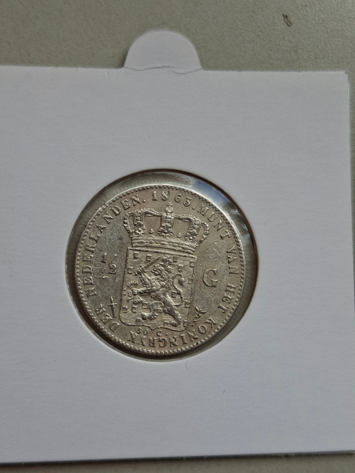 1/2 gulden 1863 prachtig mooi willem 3, ½ gulden, Koning Willem III, Zilver, Ophalen of Verzenden