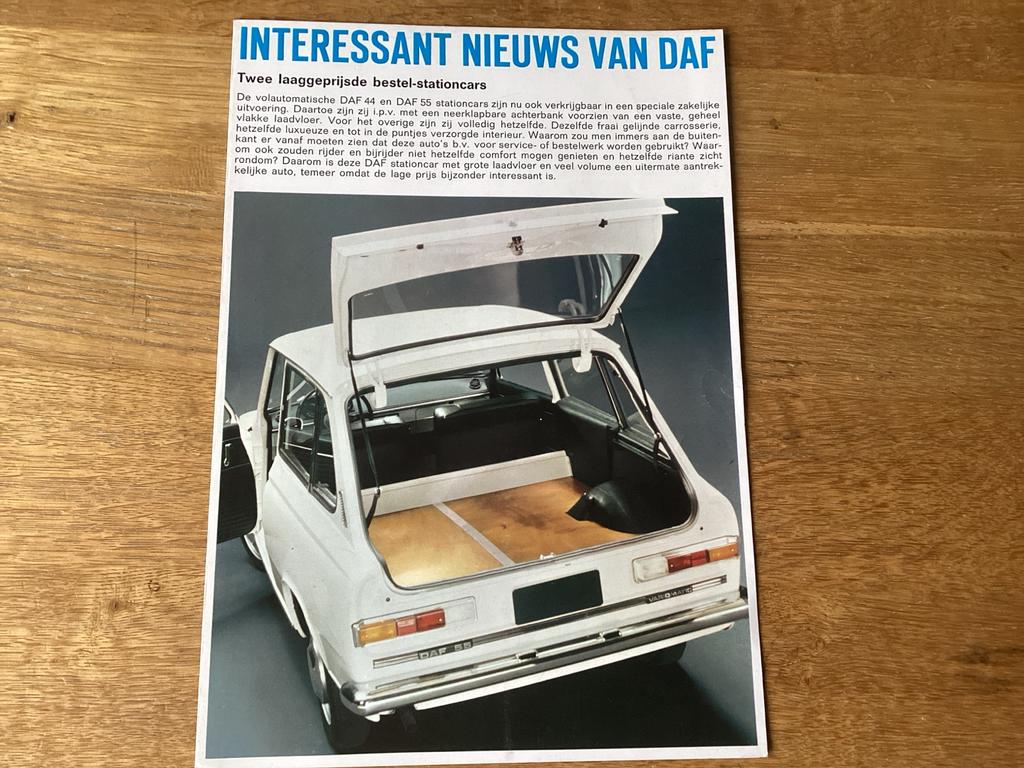 DAF 44/55 Bestel Stationcar Brochure - 1969 zeldzaam, Ophalen of Verzenden, Gelezen, Overige merken