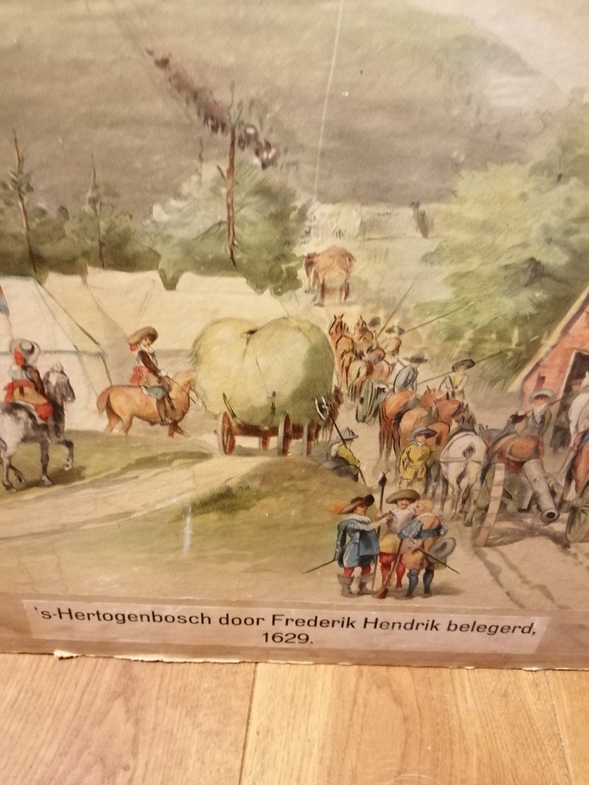 Prachtige oude schoolplaat den bosch geleefde staat 105x80cm, Antiek en Kunst, Ophalen of Verzenden