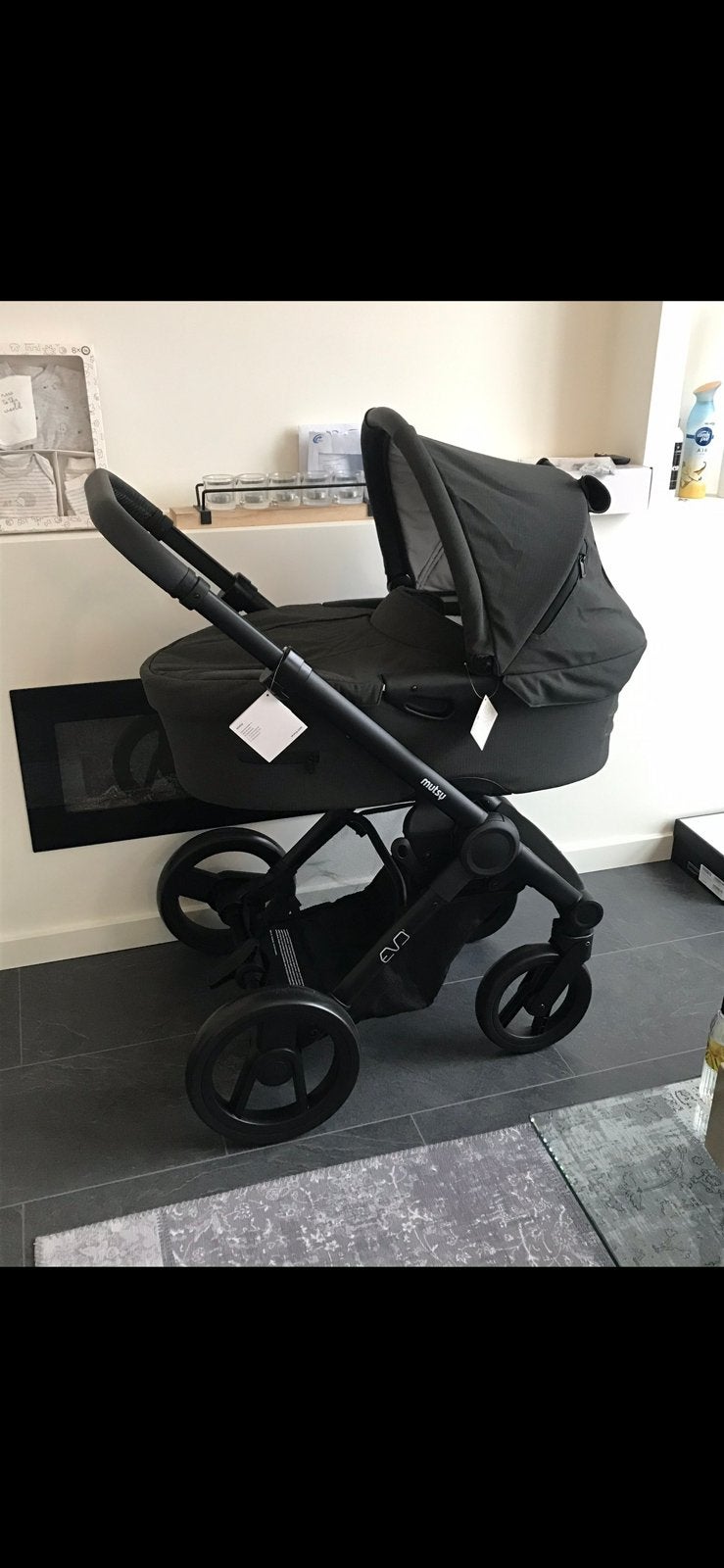 Mutsy Evo kinderwagen – complete set – donker grijs, Ophalen, Gebruikt, Mutsy, Verstelbare duwstang