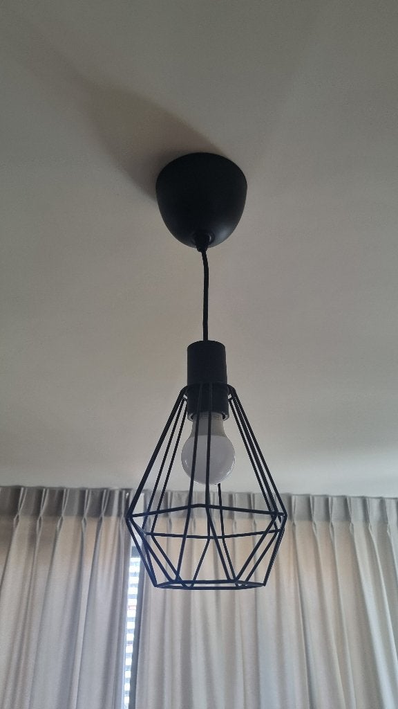 Hanglamp zwart 1 lichtpunt, Ophalen, E27 (groot), Zo goed als nieuw, Metaal