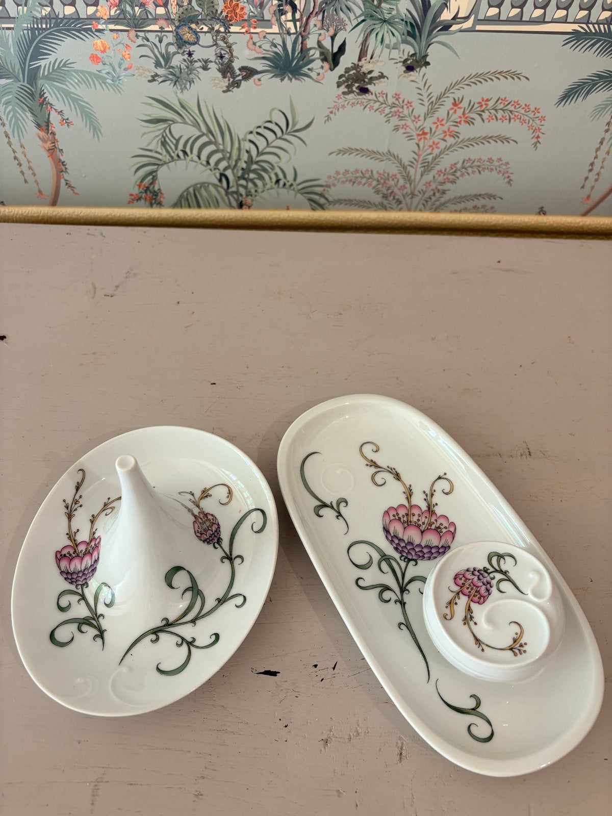 Vintage Hutschenreuther Kaptafelset - Art Nouveau Bloemmotie, Antiek en Kunst, Ophalen of Verzenden