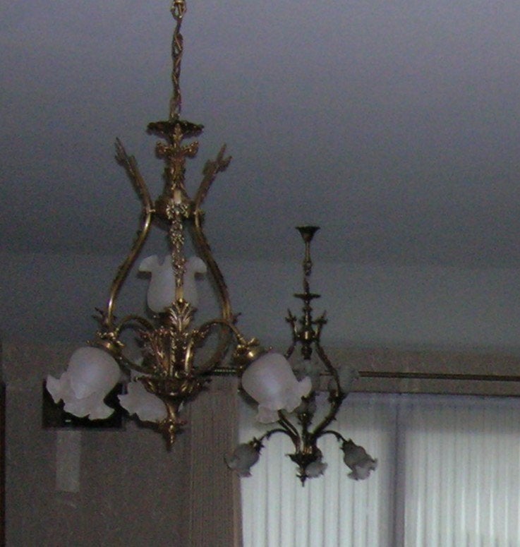 twee mooie bronzen lusters, Ophalen, Brons