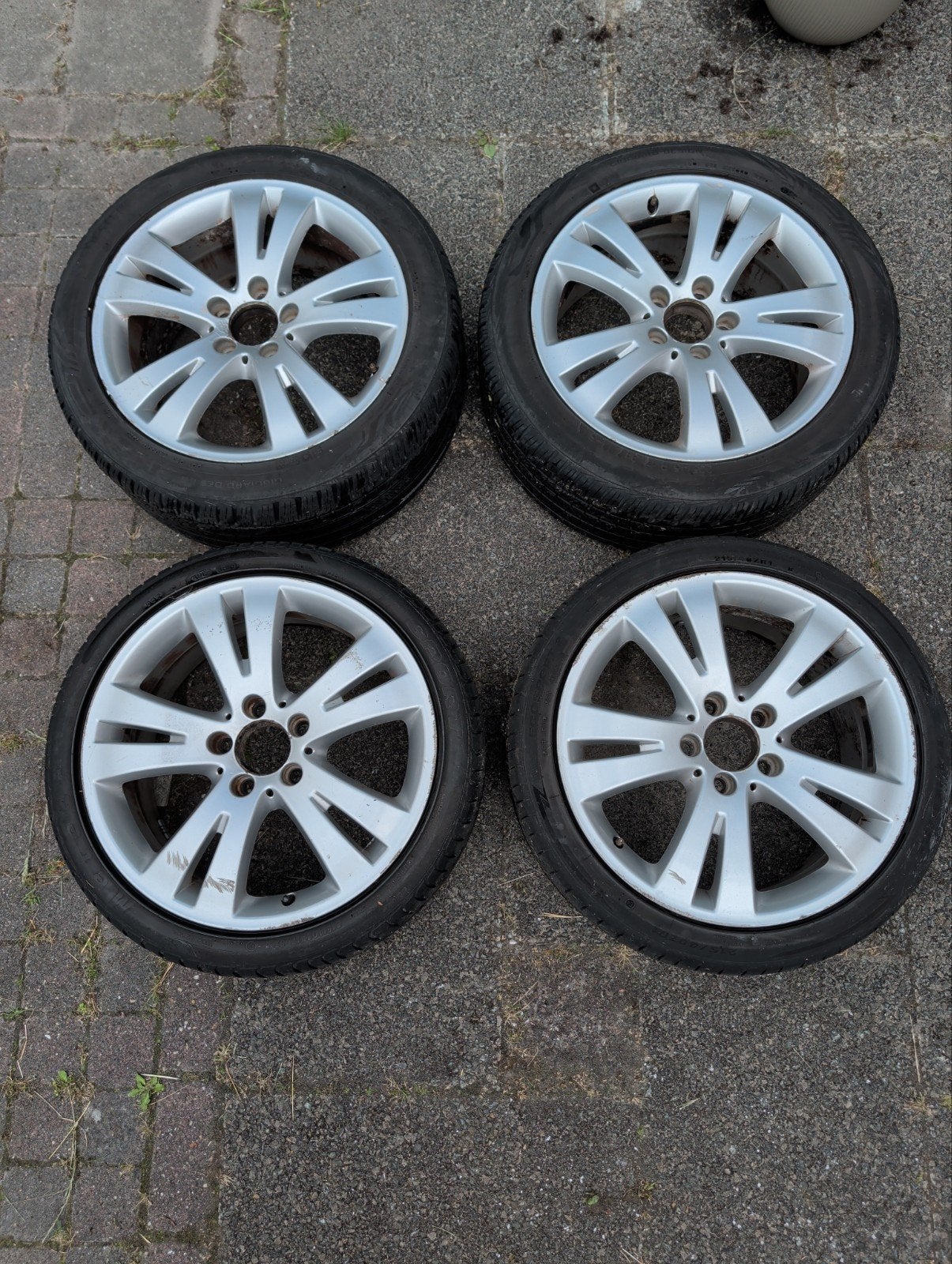 C Klasse W204 Velgen met Vredestein en Meteor Banden, Ophalen, Gebruikt, Banden en Velgen, 17 inch