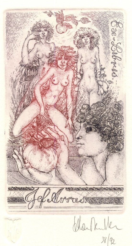 0161 Ex Libris België : Harlinde van Meulder, 1987, Antiek en Kunst, Kunst | Etsen en Gravures, Verzenden, Ex libris