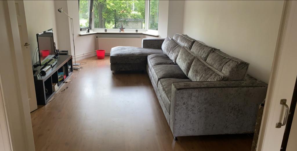 Luxe 4-meter hoekbank met velvet crocodile bekleding, Gebruikt, 100 tot 125 cm, Hoekbank, 300 cm of meer