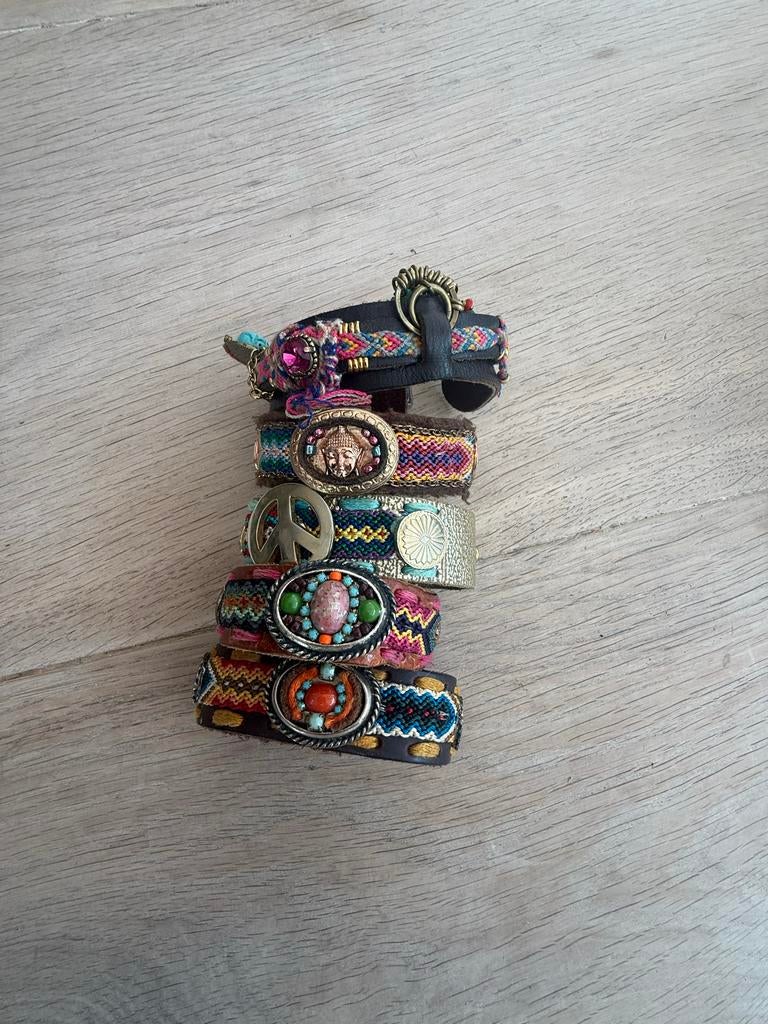 Diverse Leren Armbanden - Bohemian Stijl, Sieraden, Tassen en Uiterlijk, Kettingen, Ophalen of Verzenden, Gebruikt