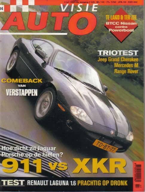 Autovisie 14 1998 : Jaguar XKR - Porsche 911 Carrera - Jeep, Ophalen of Verzenden, Gelezen, Algemeen