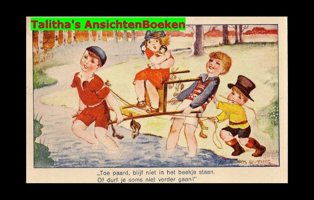 Jos Ruting kind op stoel in water U15, Ophalen of Verzenden, 1920 tot 1940, Gelopen, Kinderen