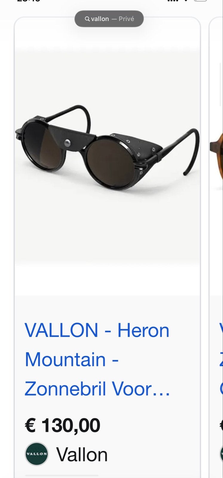 VALLON Heron Mountain Zonnebril - Zo goed als nieuw, Overige merken, Zonnebril, Zwart, Ophalen of Verzenden