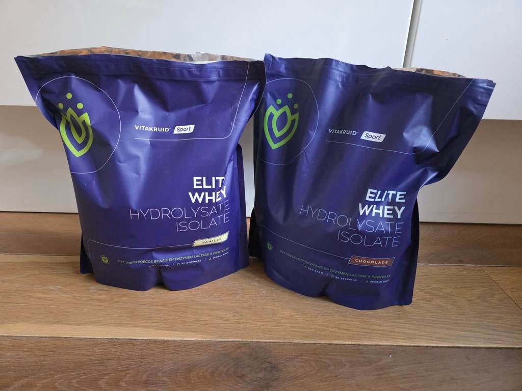 Vitakruid Elite whey chocolade/ vanille, Sport en Fitness, Ophalen of Verzenden, Zo goed als nieuw, Overige typen