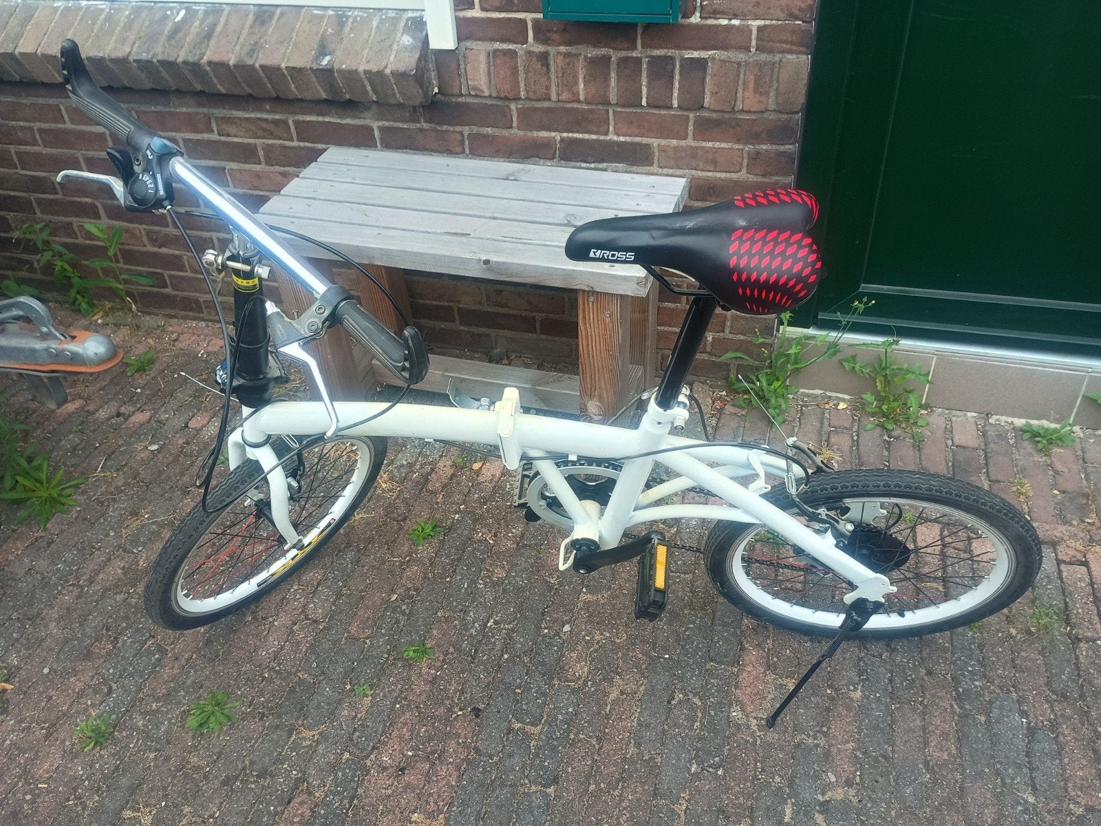 Witte opvouwbare fiets z.g.a.n, Velgrem, Versnellingen, Zo goed als nieuw, Totaal opvouwbaar
