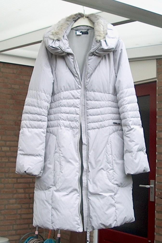 TwinSet Simona Barbieri 36/38 (kiezelkleur) lange DONS jas, Kleding | Dames, Ophalen, Overige kleuren, Zo goed als nieuw, Maat 36 (S)