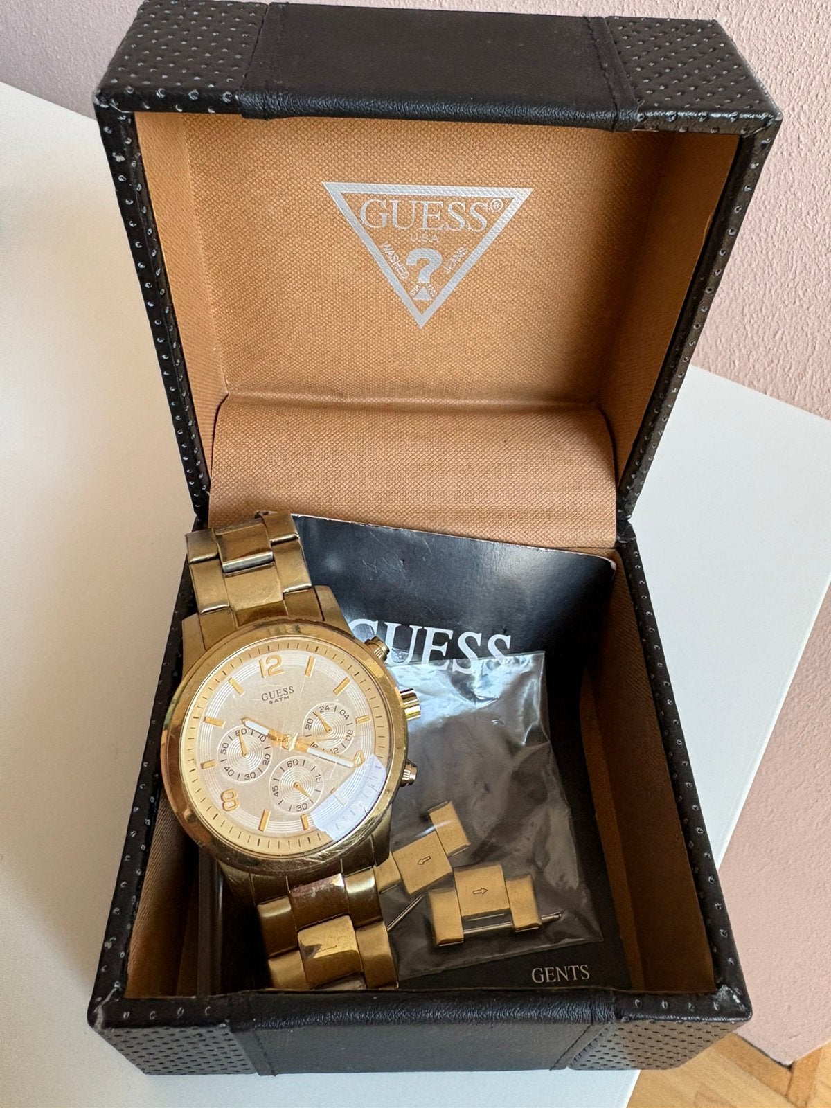 Guess W14043L1 heren horloge (gebruikt), Ophalen, Zo goed als nieuw, Staal, Overige merken