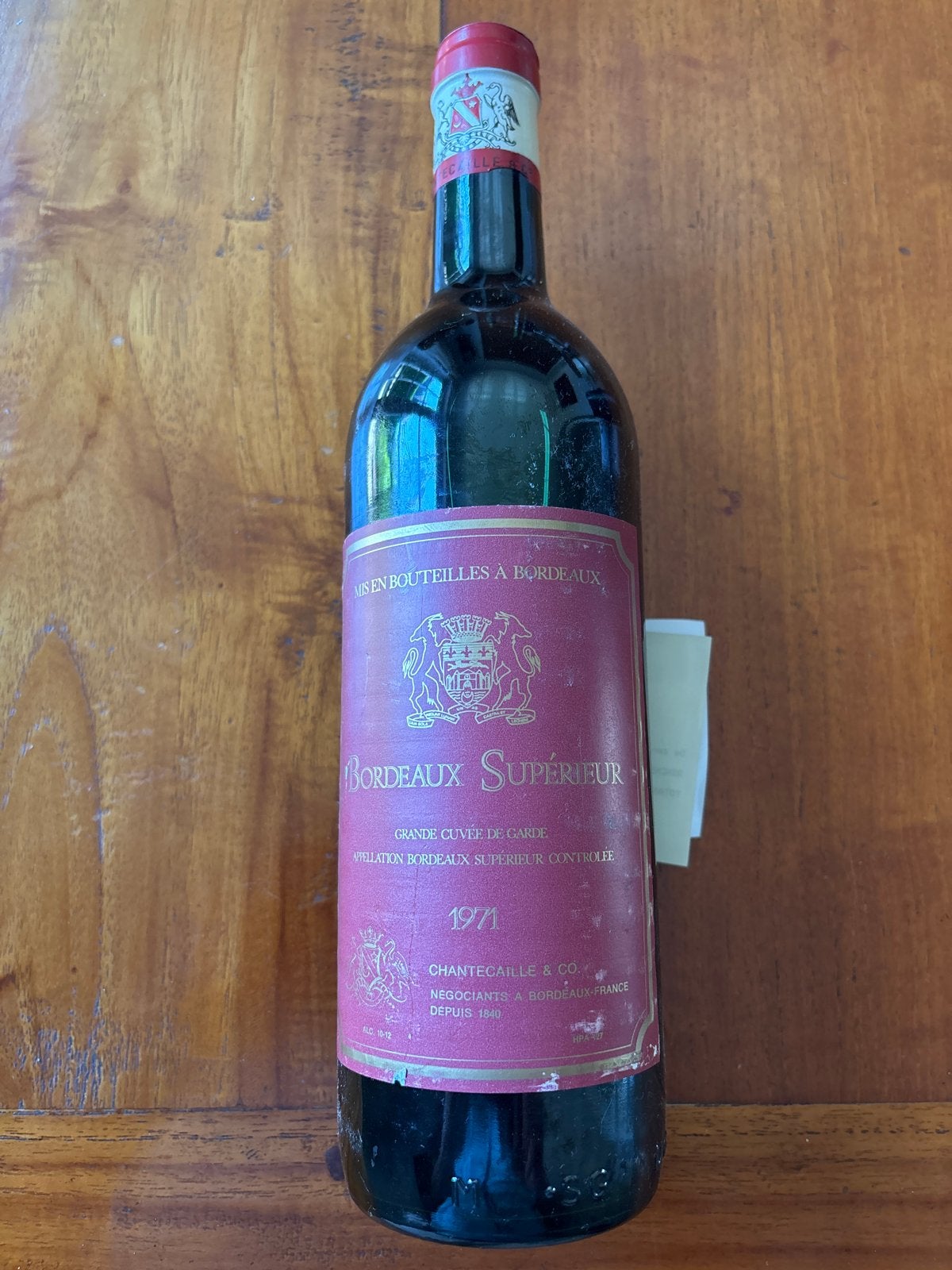Bordeaux Supérieur Rode Wijn 1971 - Chantecaille & Co., Gebruikt, Frankrijk, Ophalen of Verzenden, Rode wijn