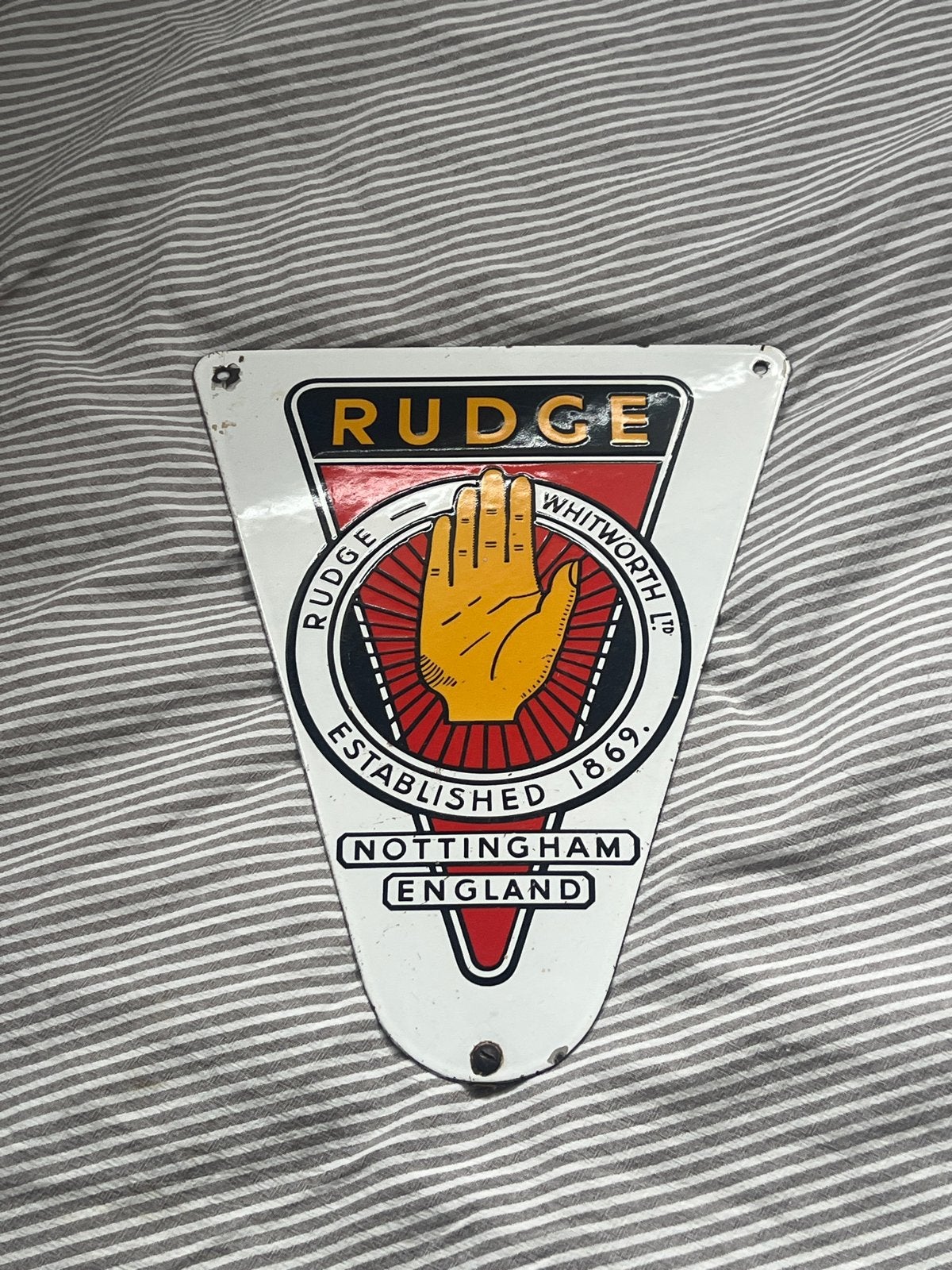 Zeldzaam emaille reclamebord RUDGE fiets rijwiel, Ophalen of Verzenden