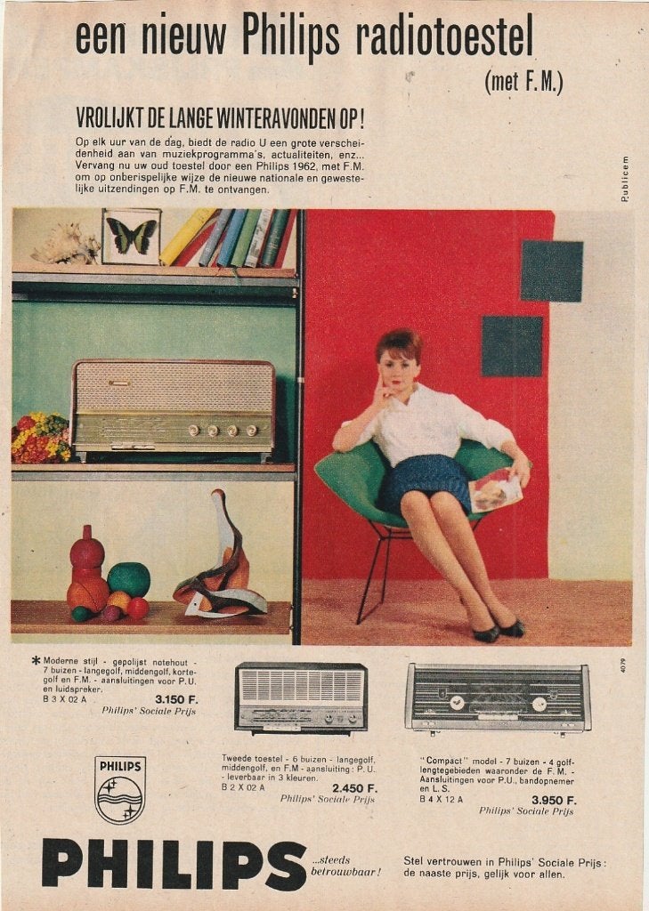 Retro reclame 1962 Philips radio vrolijkere winteravonden, Verzenden, Overige typen