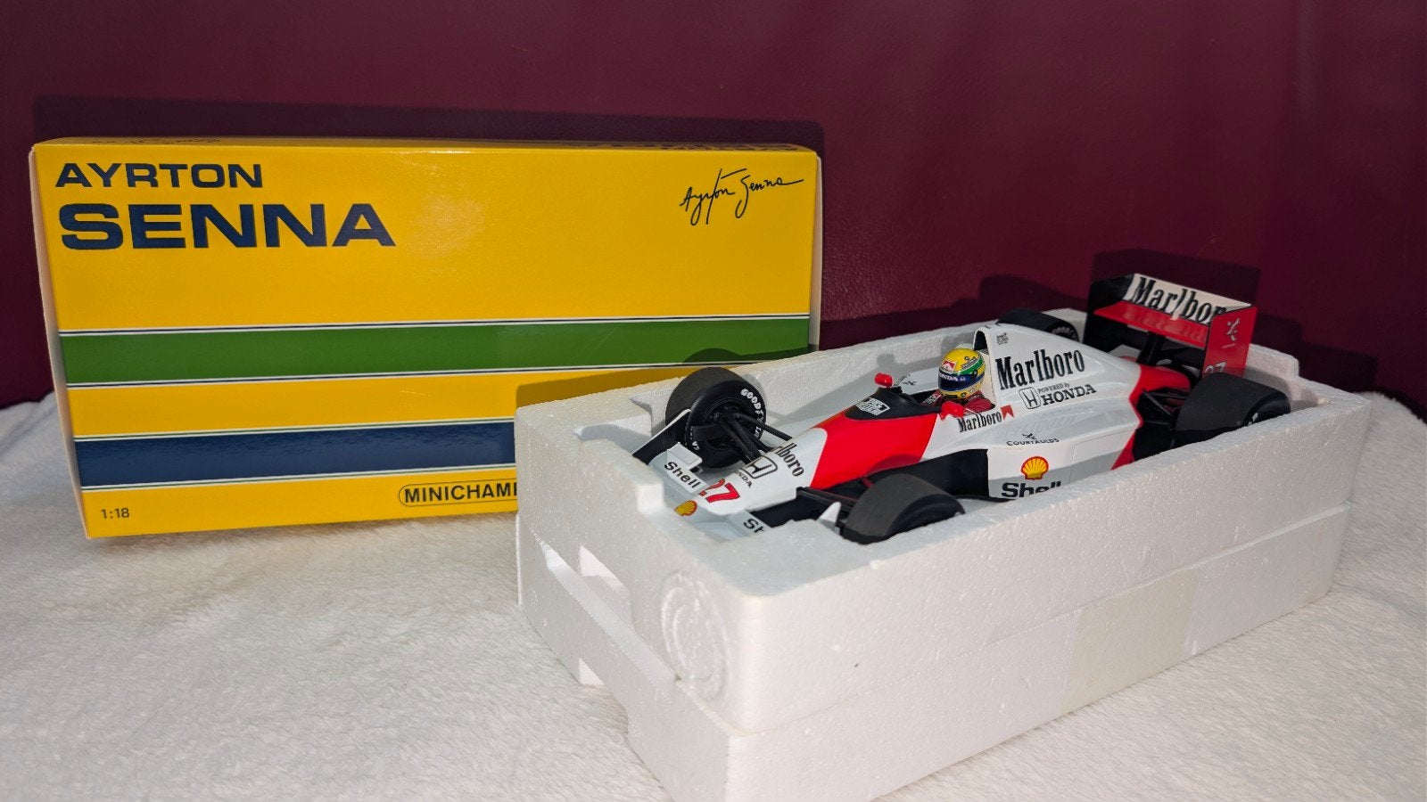 Ayrton Senna Mclaren Honda MP4/5B 1990 1:18 Minichamps, Ophalen of Verzenden, Nieuw, Auto, MiniChamps
