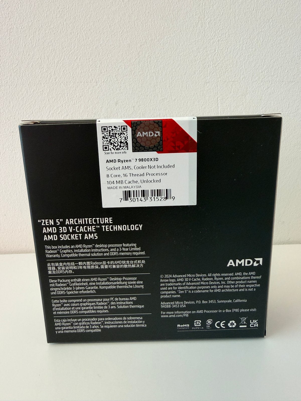 AMD Ryzen 7 9800X3D AM5 Processor - Nieuw & Verzegeld, Computers en Software, Processors, Ophalen of Verzenden, Nieuw, 8-core