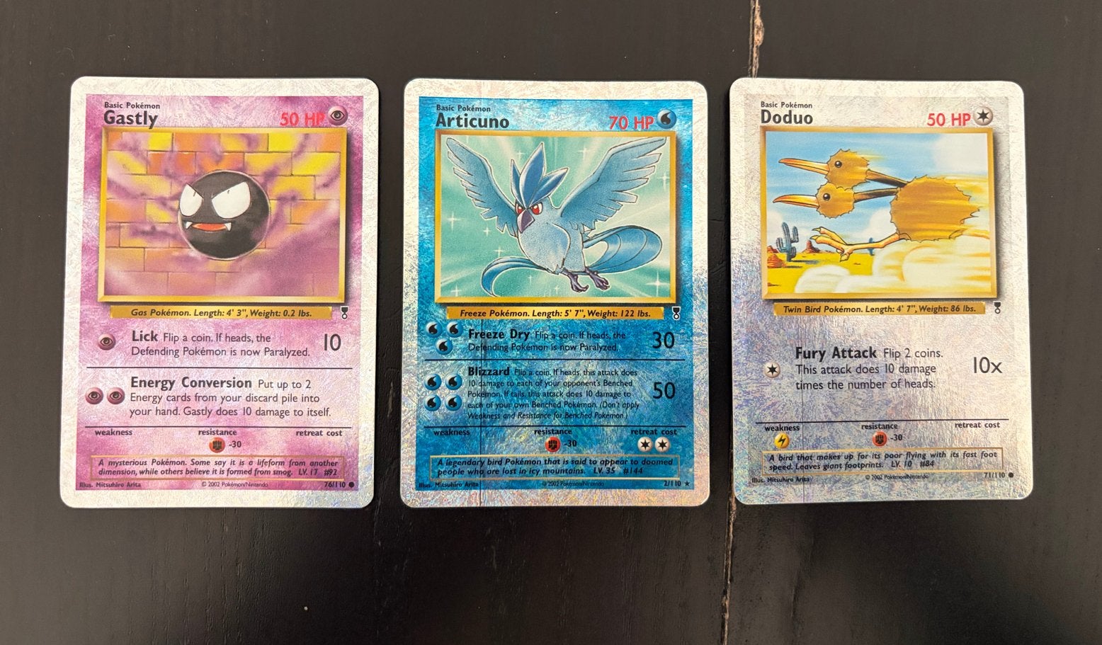 Pokémon Kaarten: Gastly, Articuno Doduo legendary collection, Ophalen of Verzenden, Gebruikt, Meerdere kaarten, Foil