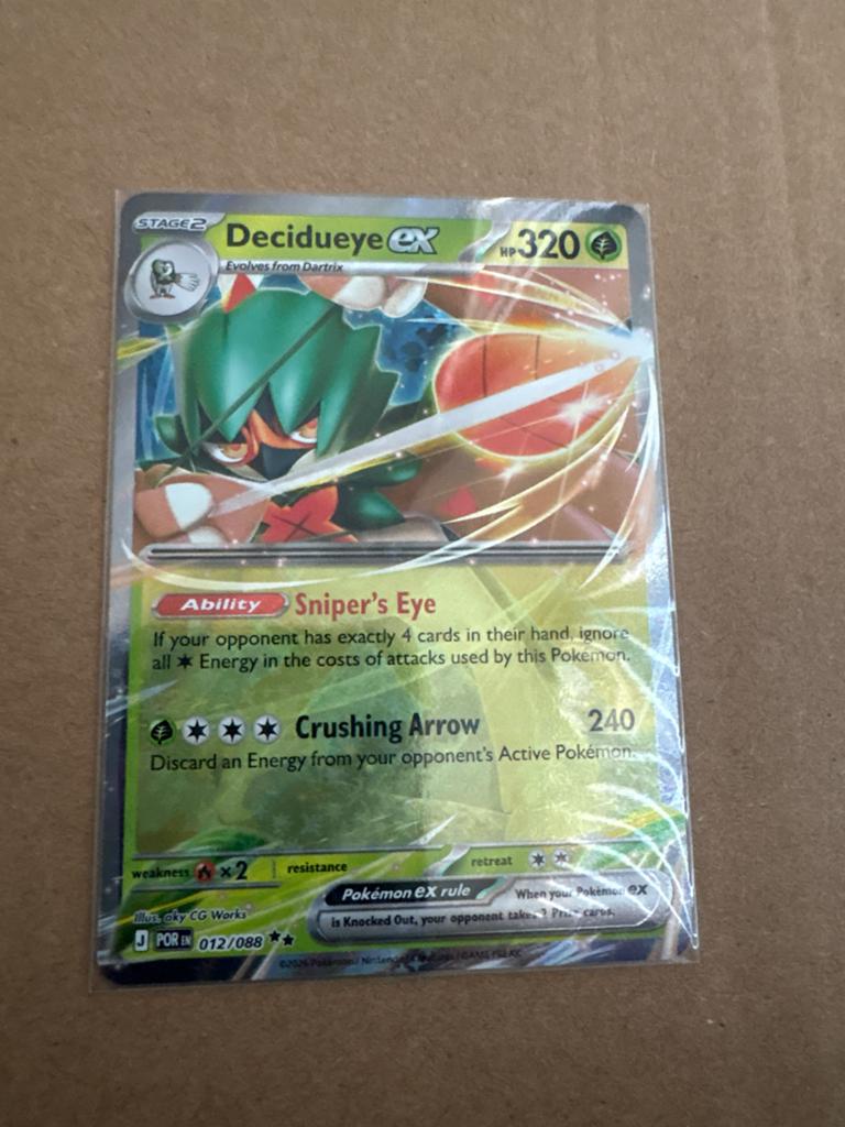 Decidueye ex Pokémon kaart 012/088, Ophalen of Verzenden, Zo goed als nieuw, Losse kaart, Foil