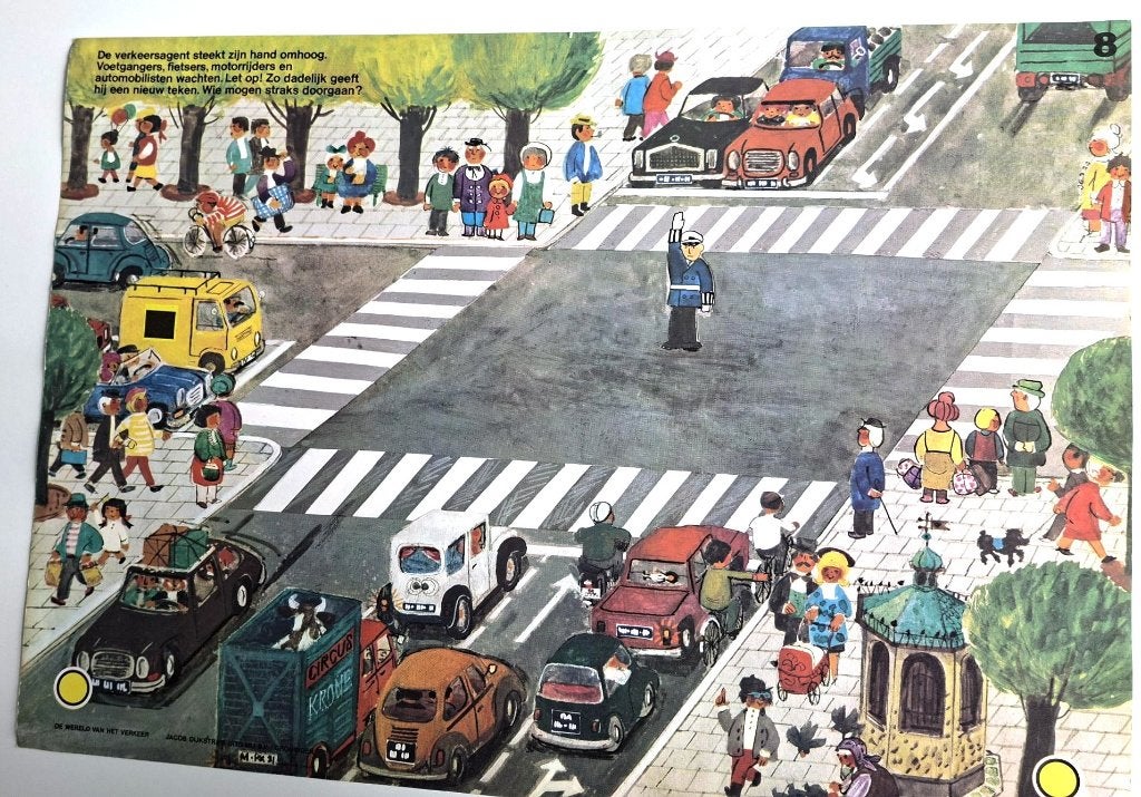 vintage poster jaren 70 schoolplaat verkeer voertuigen retro, Ophalen of Verzenden, Huis en Inrichting