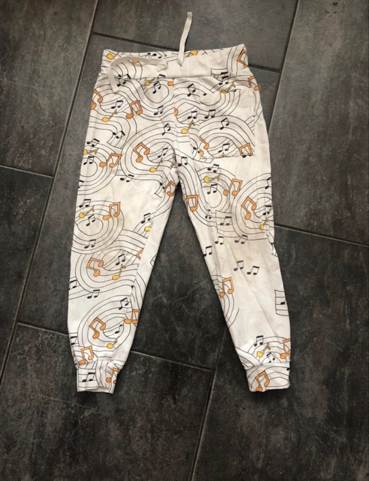 Mini Rodini broek met muzieknoten, maat 92/98, Ophalen of Verzenden, Gebruikt, Jongen of Meisje, Broek