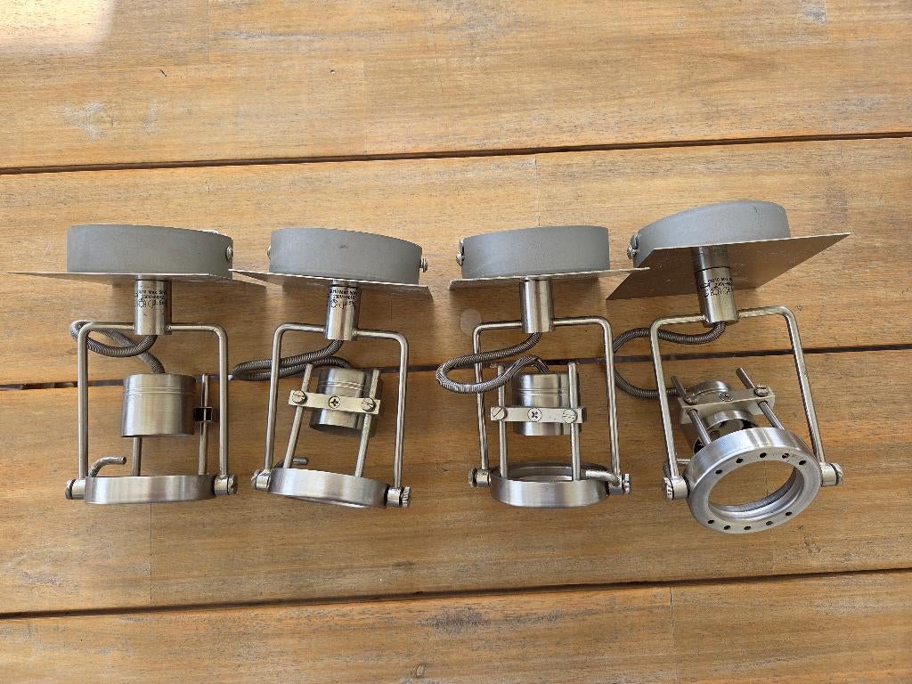 Vier Bright Star chrom opbouwspots, Huis en Inrichting, Lampen | Spots, Ophalen of Verzenden, Gebruikt, Metaal of Aluminium, Plafondspot of Wandspot