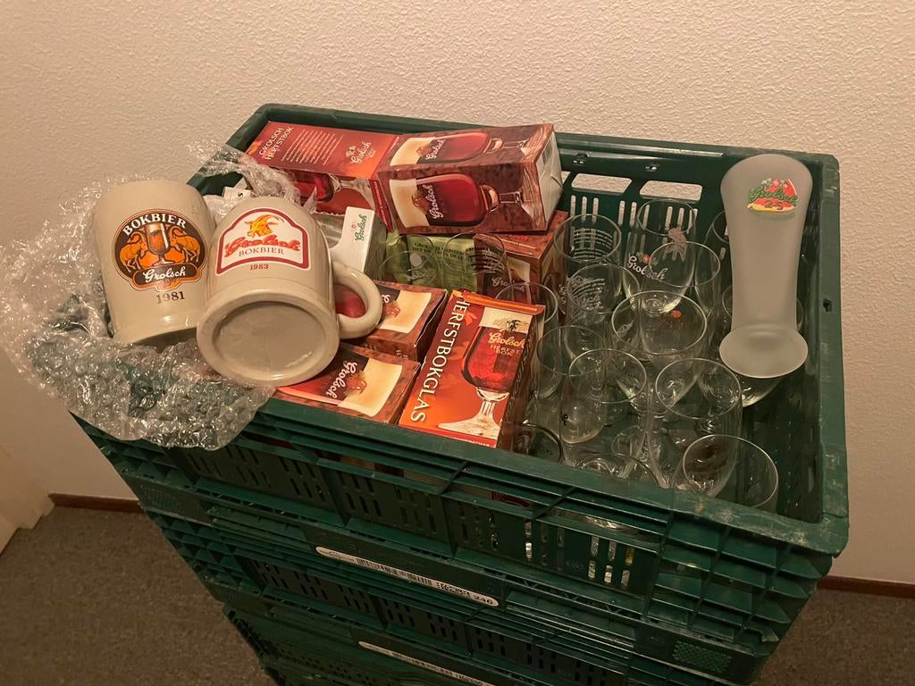Grote collectie Grolsch glazen – +- 300 stuks, Verzamelen, Biermerken, Ophalen, Gebruikt, Grolsch