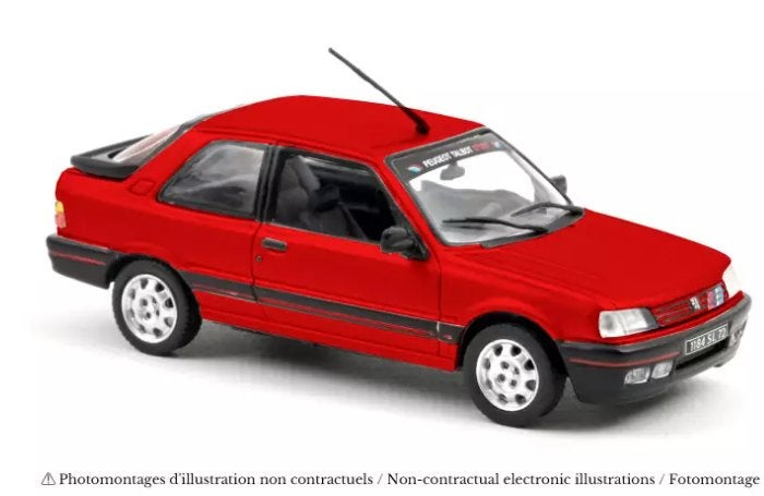 Peugeot 309 GTi 1987 Vallelunga Rood Schaal 1/18 Norev, Hobby en Vrije tijd, Auto, Norev, Ophalen of Verzenden, Norev