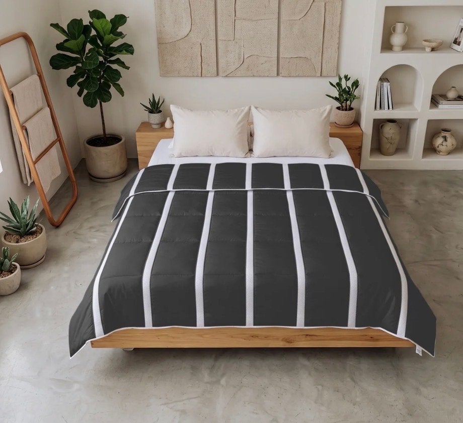 Nieuw! HappyBed Wasbaar ventilatiedekbed + kussenslopen, Zwart, Ophalen of Verzenden, Deken of Dekbed, Nieuw