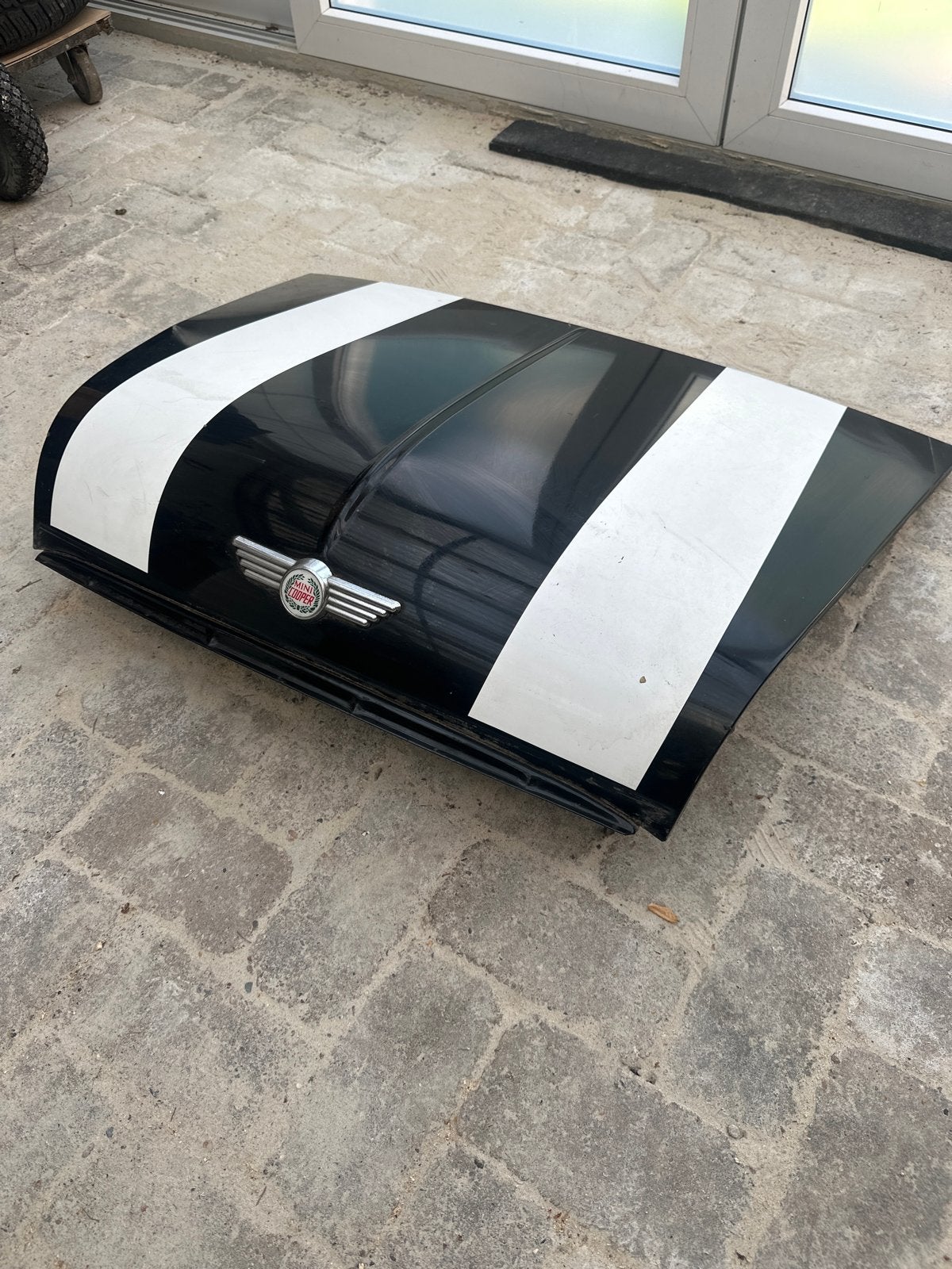 Motorkap Classic Mini Cooper - Zwart met witte strepen, Auto-onderdelen, Ophalen, Gebruikt, Voor, Mini