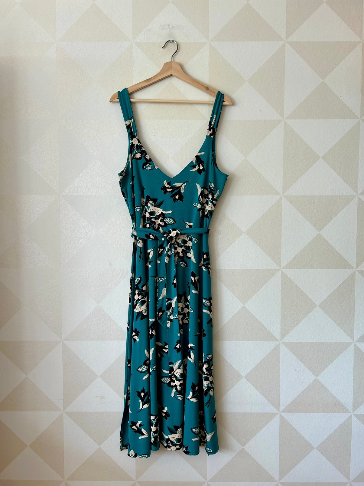 King Louie Dress jurk maxi blauw groen L/40 zgan, Maat 42/44 (L), Ophalen of Verzenden, Zo goed als nieuw, King Louie
