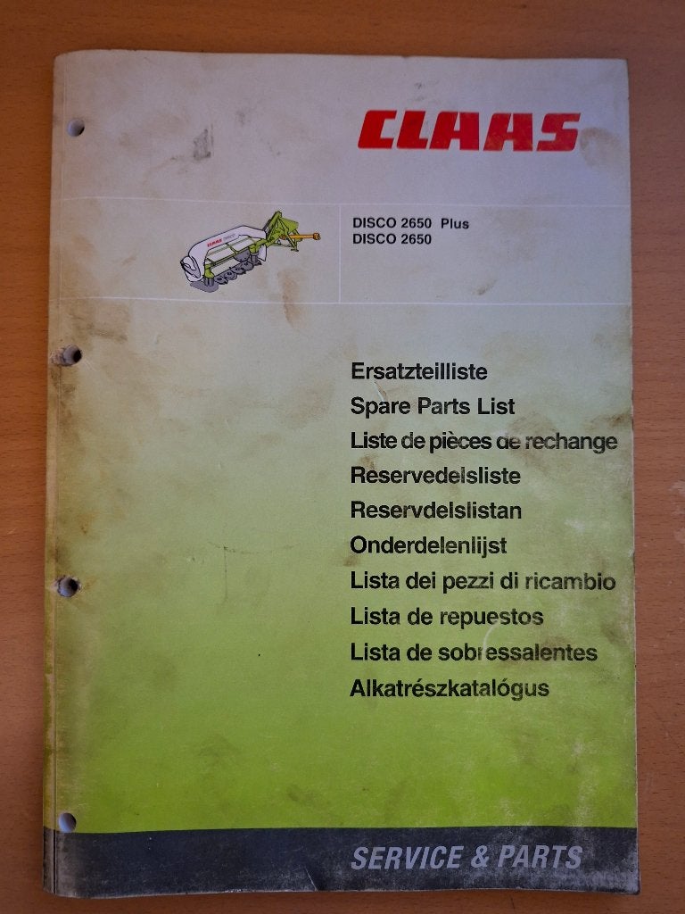 Onderdelenboek Claas Disco 2650 Plus en Disco 2650 maaier, Ophalen of Verzenden, Gelezen, Tractor en Landbouw