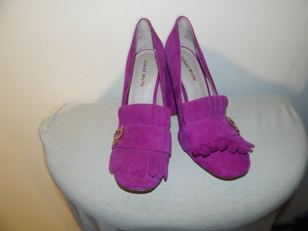 Naked Wolfe paarse pumps franje gouden merklogo 38, Naked Wolfe, Verzenden, Roze, Sneakers of Gympen
