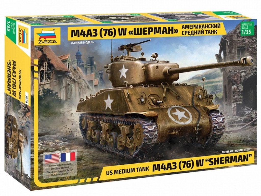 1/35 US M4A3 "Sherman" Tank Zvezda 3676, Overige merken, Tank, Info@delware.trading, 1:32 tot 1:50