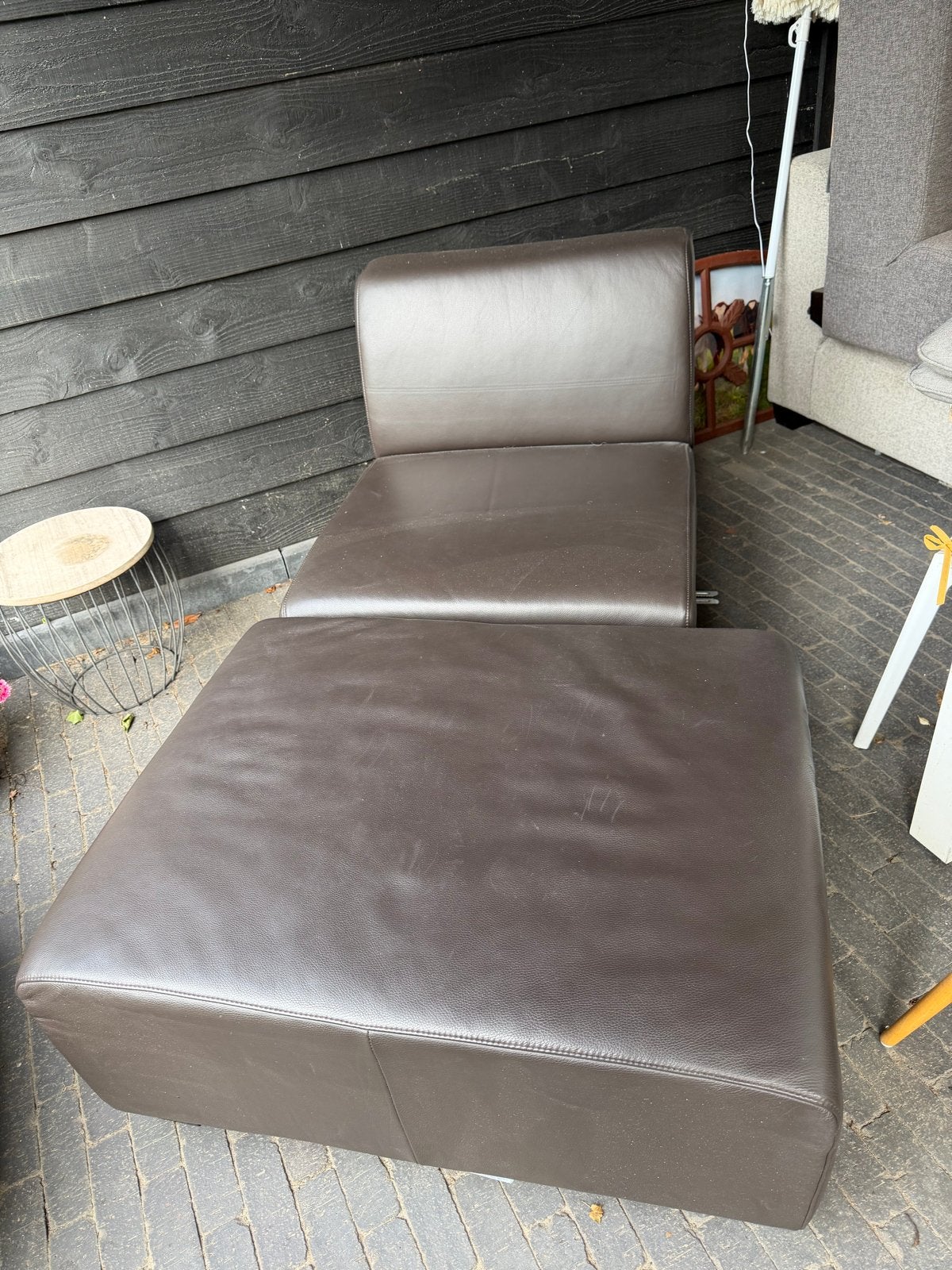 Lederen bank element met hocker - Montel, Ophalen, Gebruikt, 125 cm of meer, Leer