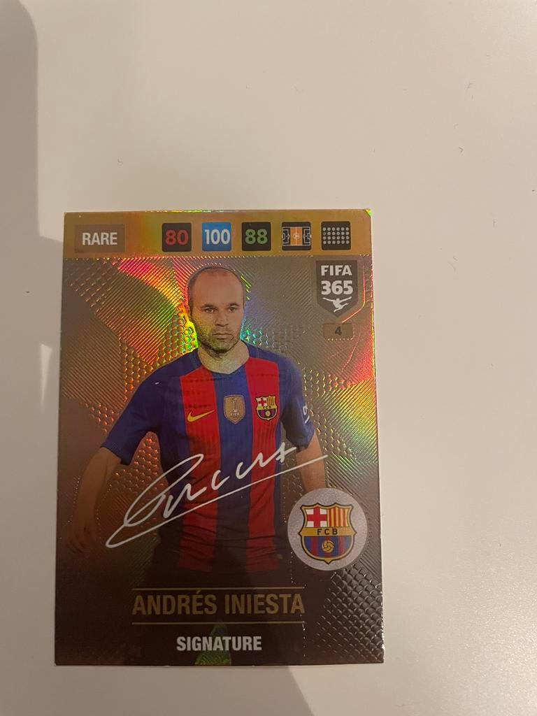 Andrés Iniesta signature kaart panini 2017, Hobby en Vrije tijd, Stickers en Plaatjes, Ophalen of Verzenden, Zo goed als nieuw