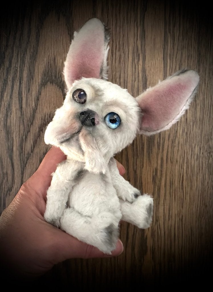 Franse Bulldog hond teddybeer beer handgemaakt beweegbaar, Verzenden, Nieuw, Stoffen beer, Overige merken