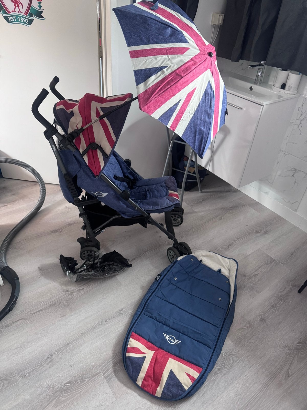 Mini by Easywalker Buggy met Union Jack design, Gebruikt, Met reiswieg, Ophalen, Kinderwagen